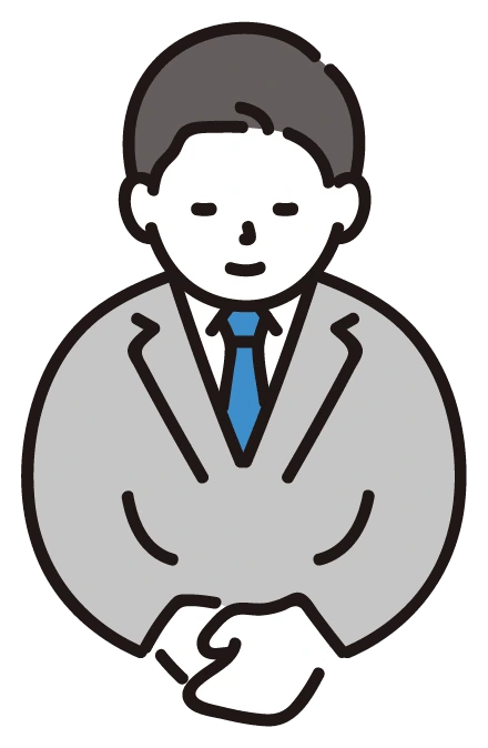 お辞儀をして、あいさつする男性のイラスト
