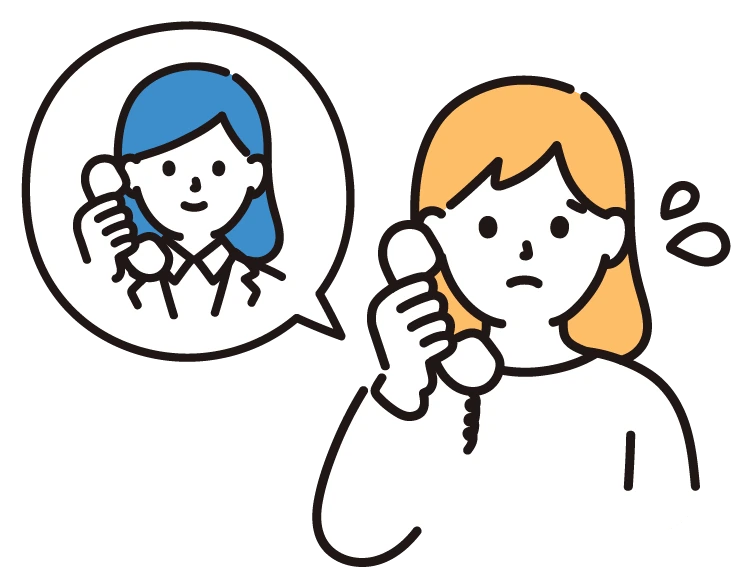 電話で相談する女性のイラスト